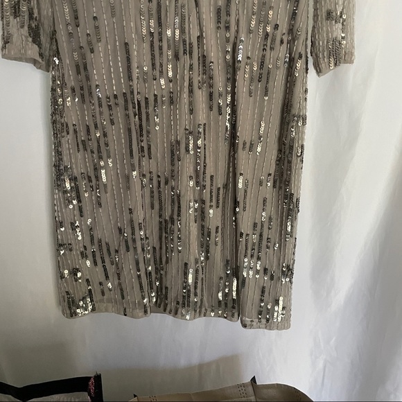 NEW Adrianna Papell Embellished 3/4 Sleeve Sheath Dress in SILVER‎ [SZ 6 ] - Picture 11 of 12
